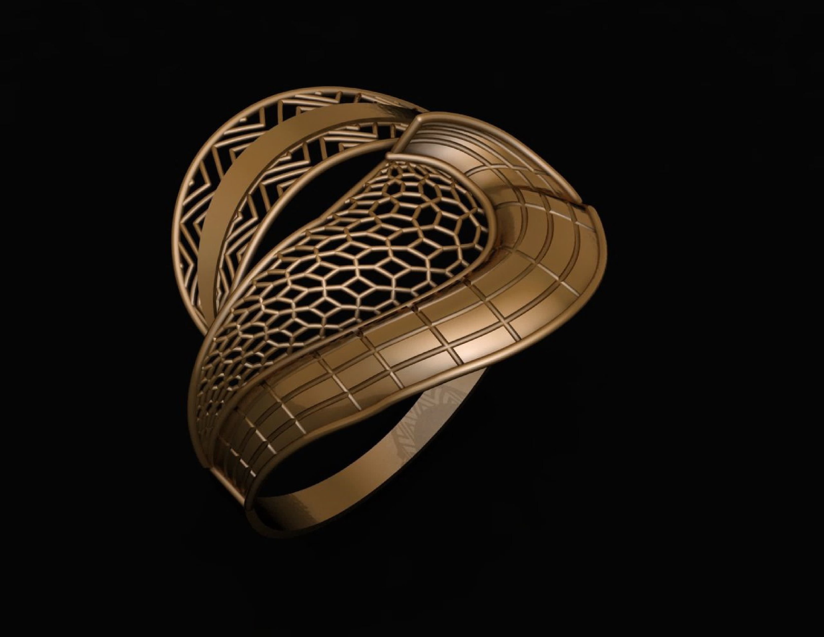 Ultra Vision Wire Mesh Jewelry Plain Gold Ring 3D print model_2