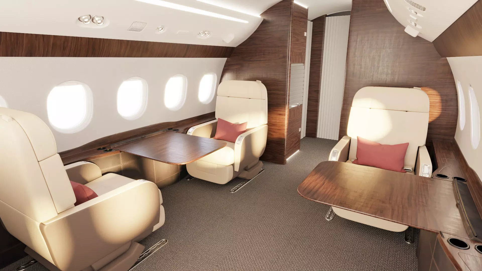 Buisiness jet interior Bej 3D model_0