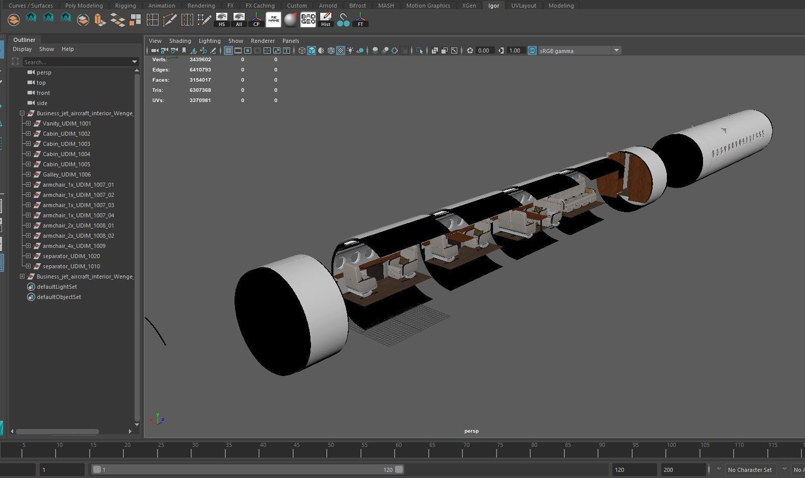 Buisiness jet interior Bej 3D model_29