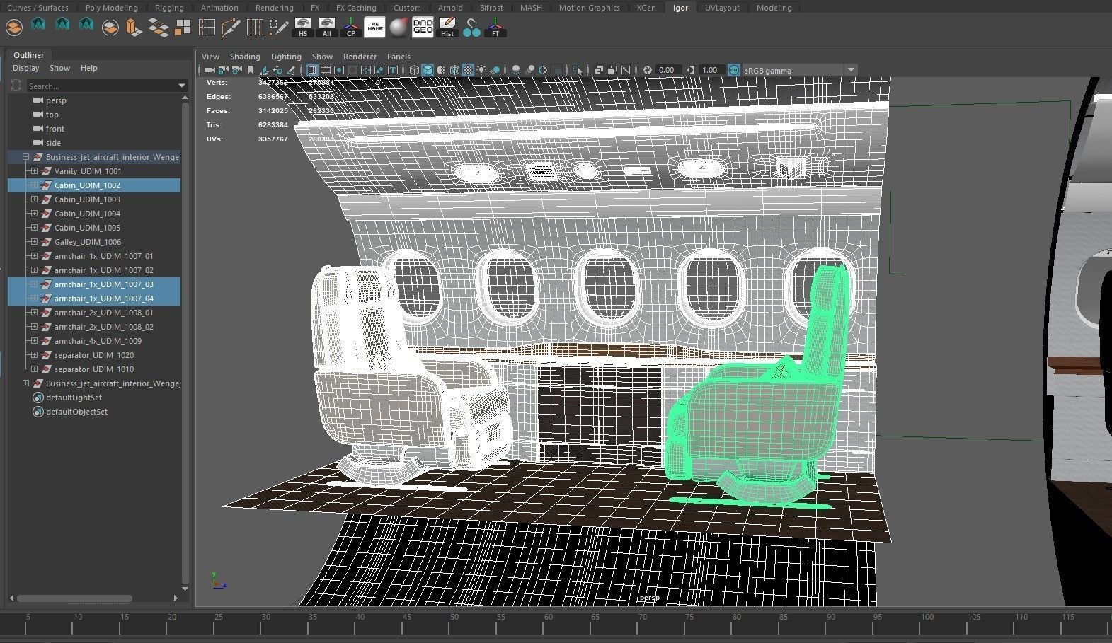 Buisiness jet interior Bej 3D model_31