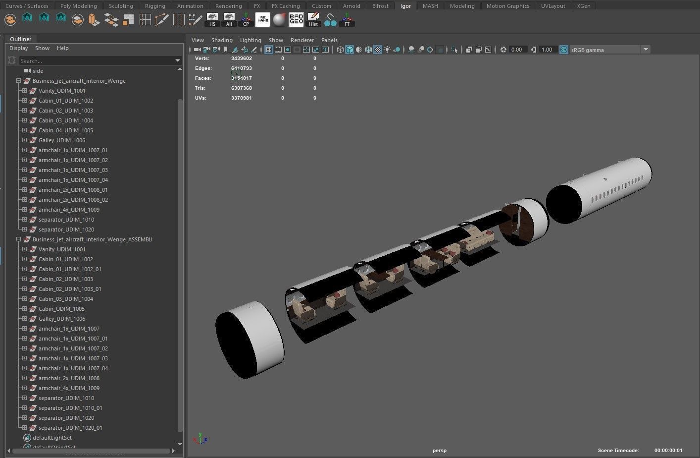 Buisiness jet interior Bej 3D model_26