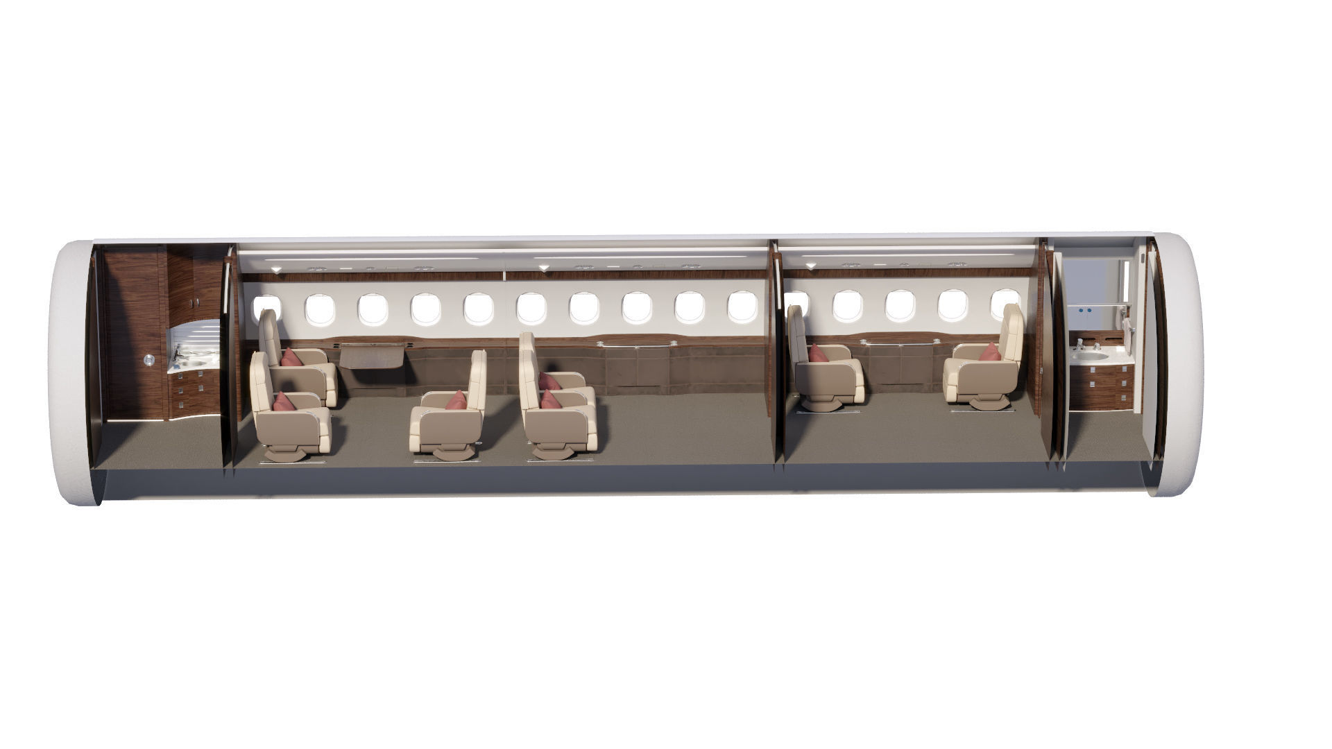 Buisiness jet interior Bej 3D model_7