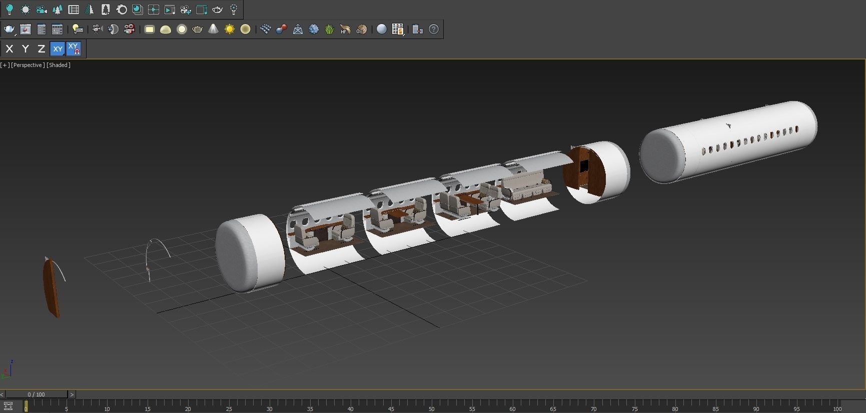 Buisiness jet interior Bej 3D model_27