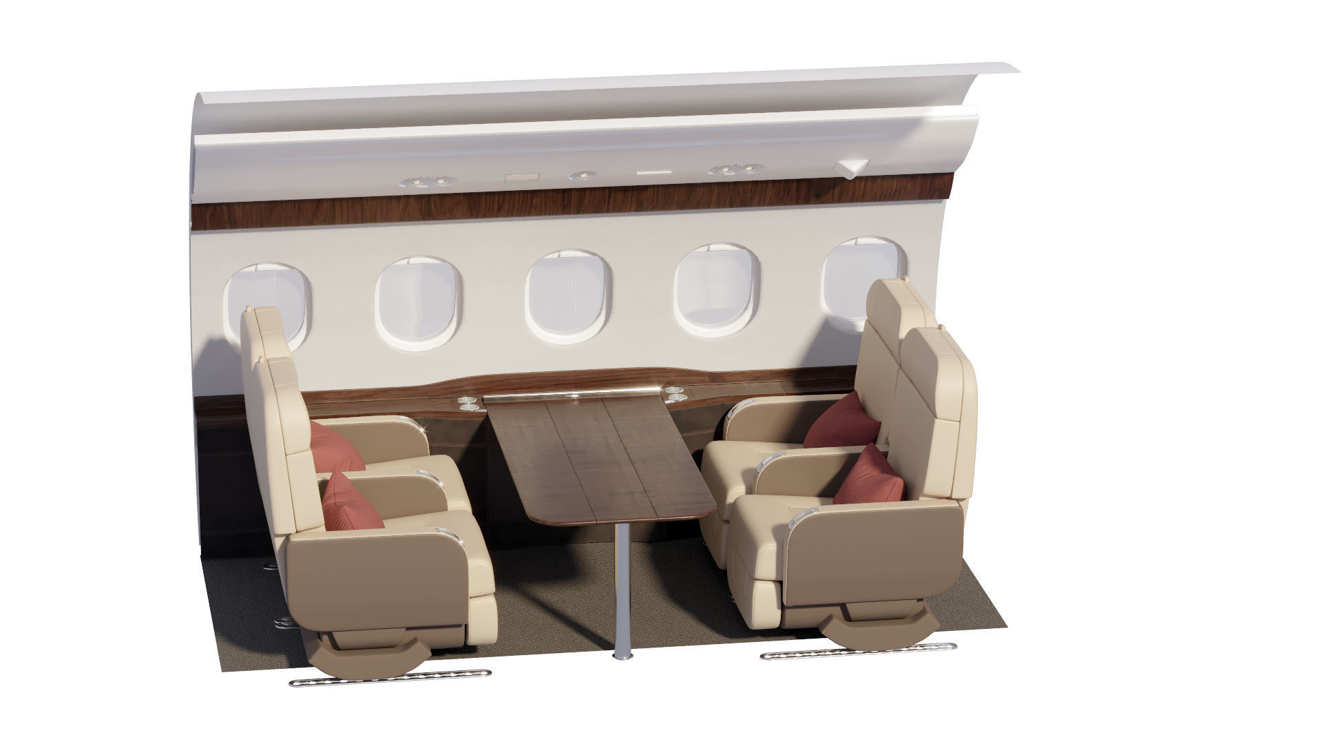 Buisiness jet interior Bej 3D model_10