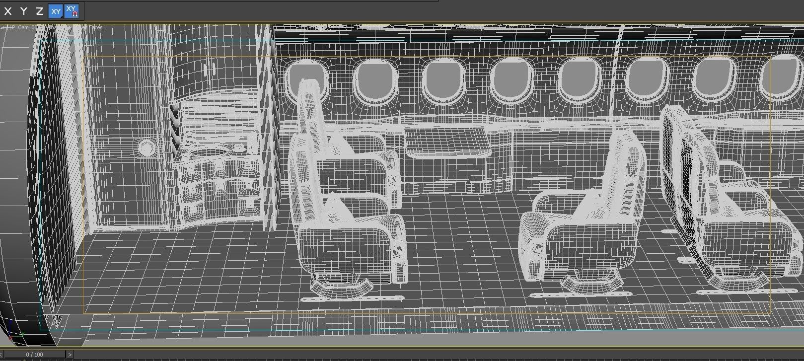 Buisiness jet interior Bej 3D model_19