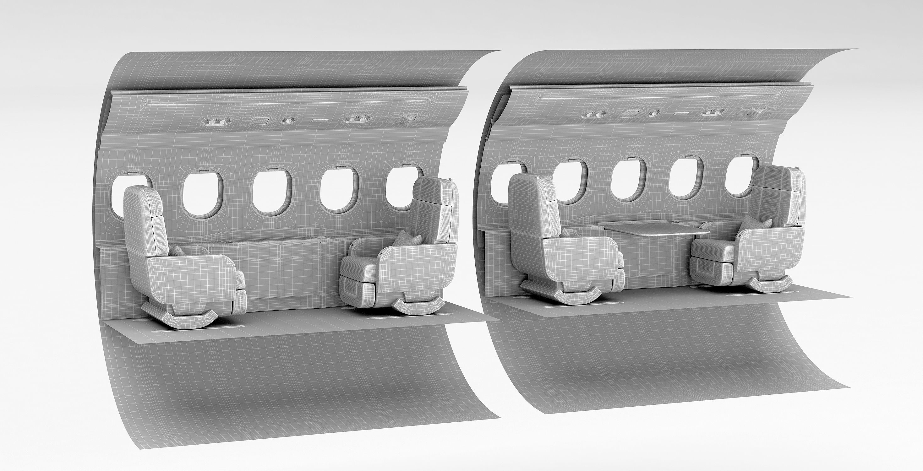 Buisiness jet interior Bej 3D model_14