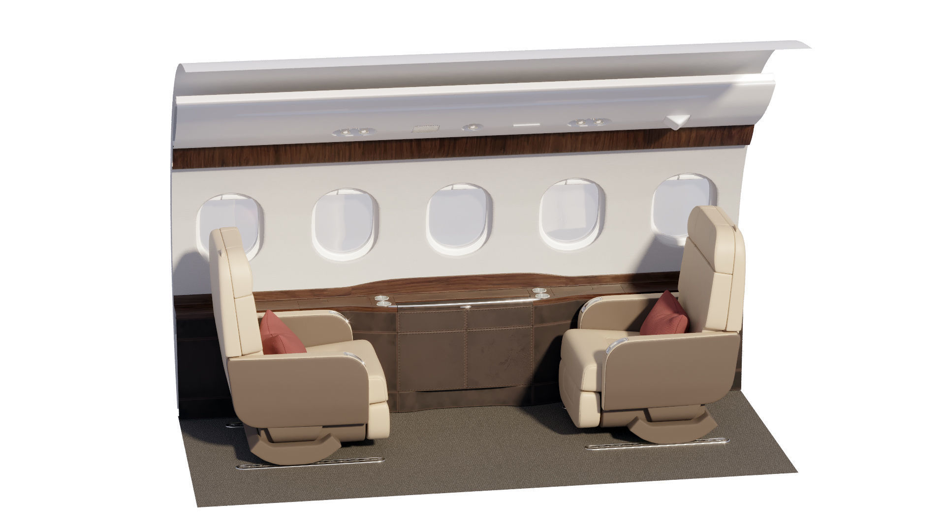 Buisiness jet interior Bej 3D model_8