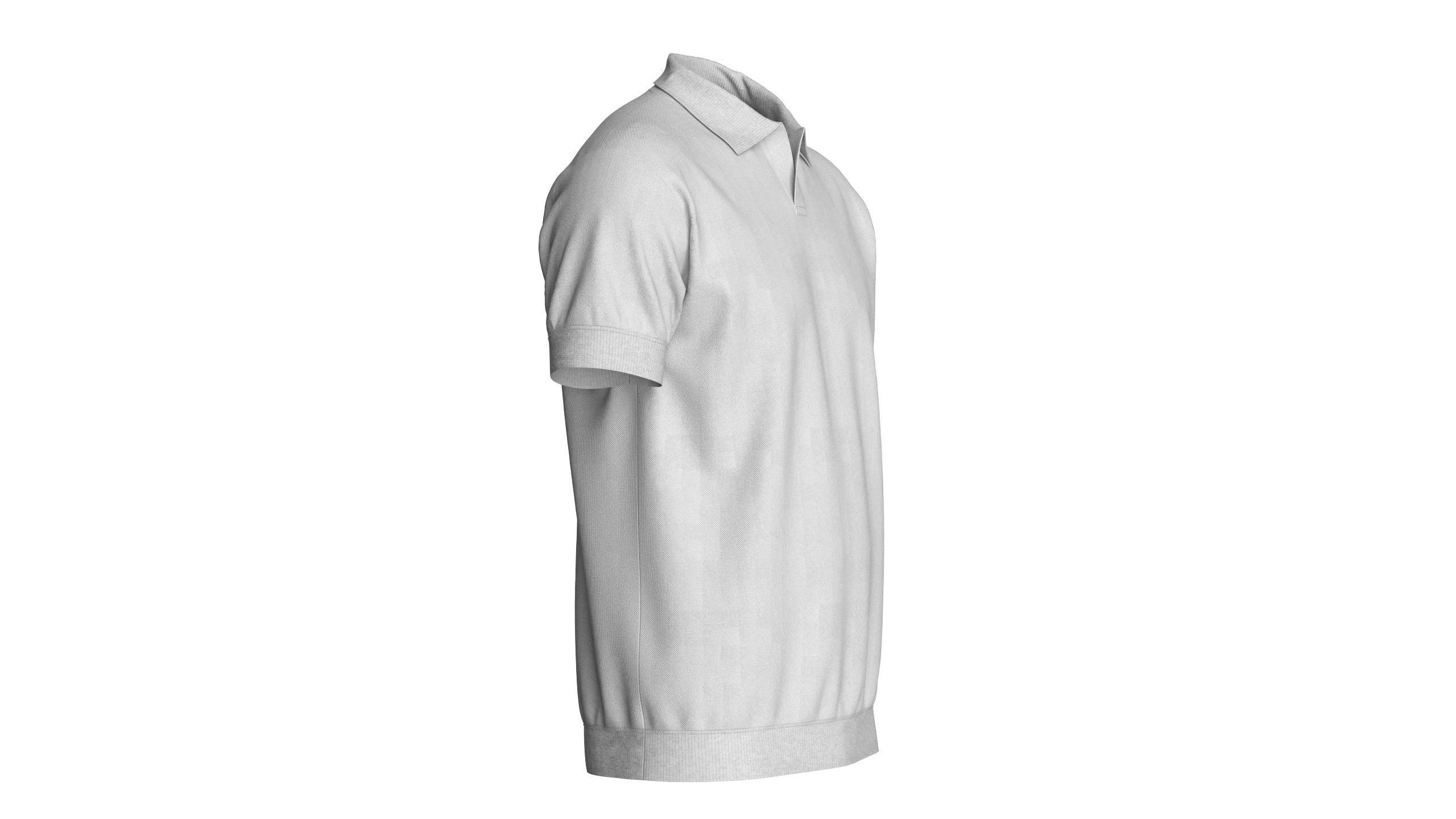 Men Short Sleeve Polo Without Button 3D model_1