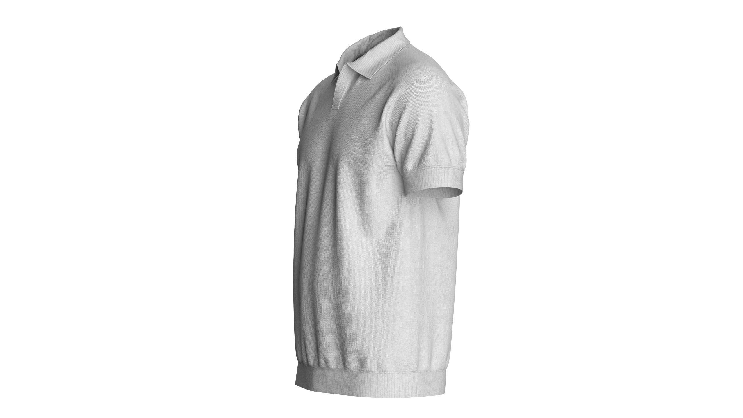 Men Short Sleeve Polo Without Button 3D model_5