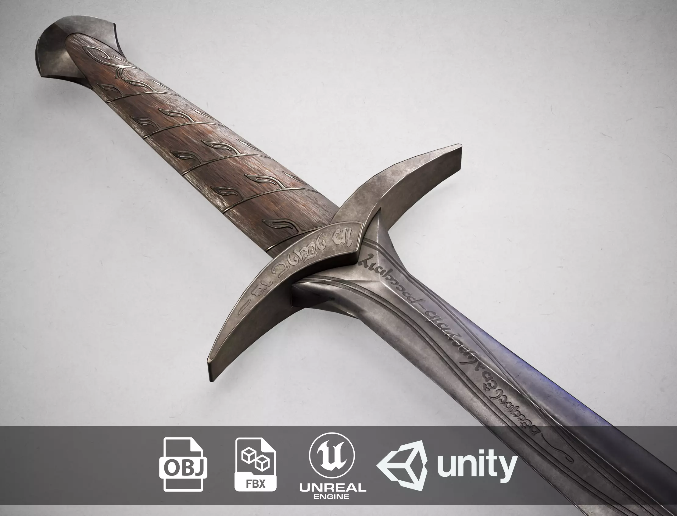 Sting Sword from The Hobbit - Lord Of The Rings Dagger Low-poly 3D model_0