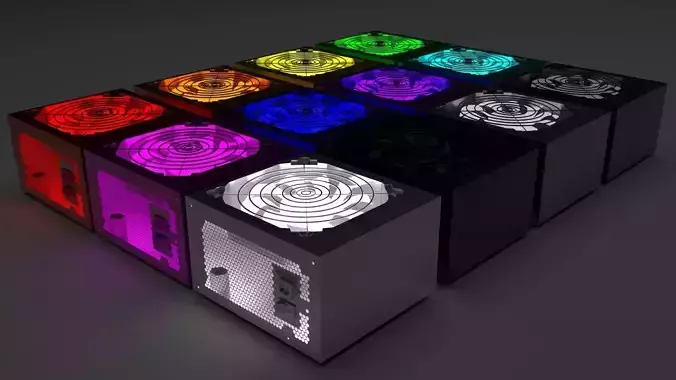 Power Supply Units Set With Glow In The Dark Fan 3D model