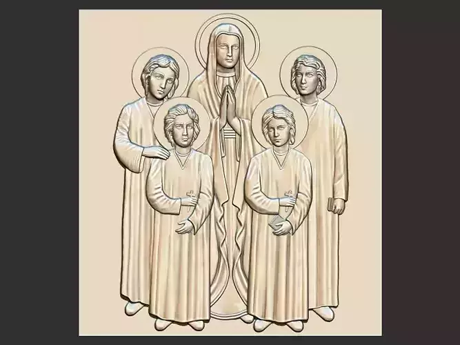 Mother Dolagy and Her Four Sons Relief 3d printable model cnc