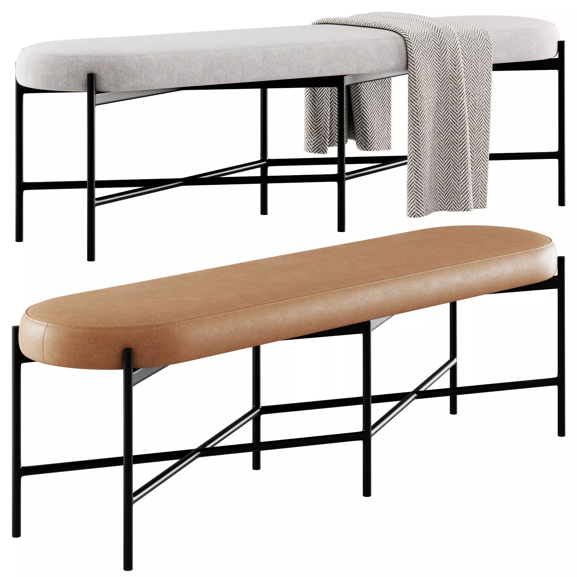 Maison Bench By Pottery Barn 3D model