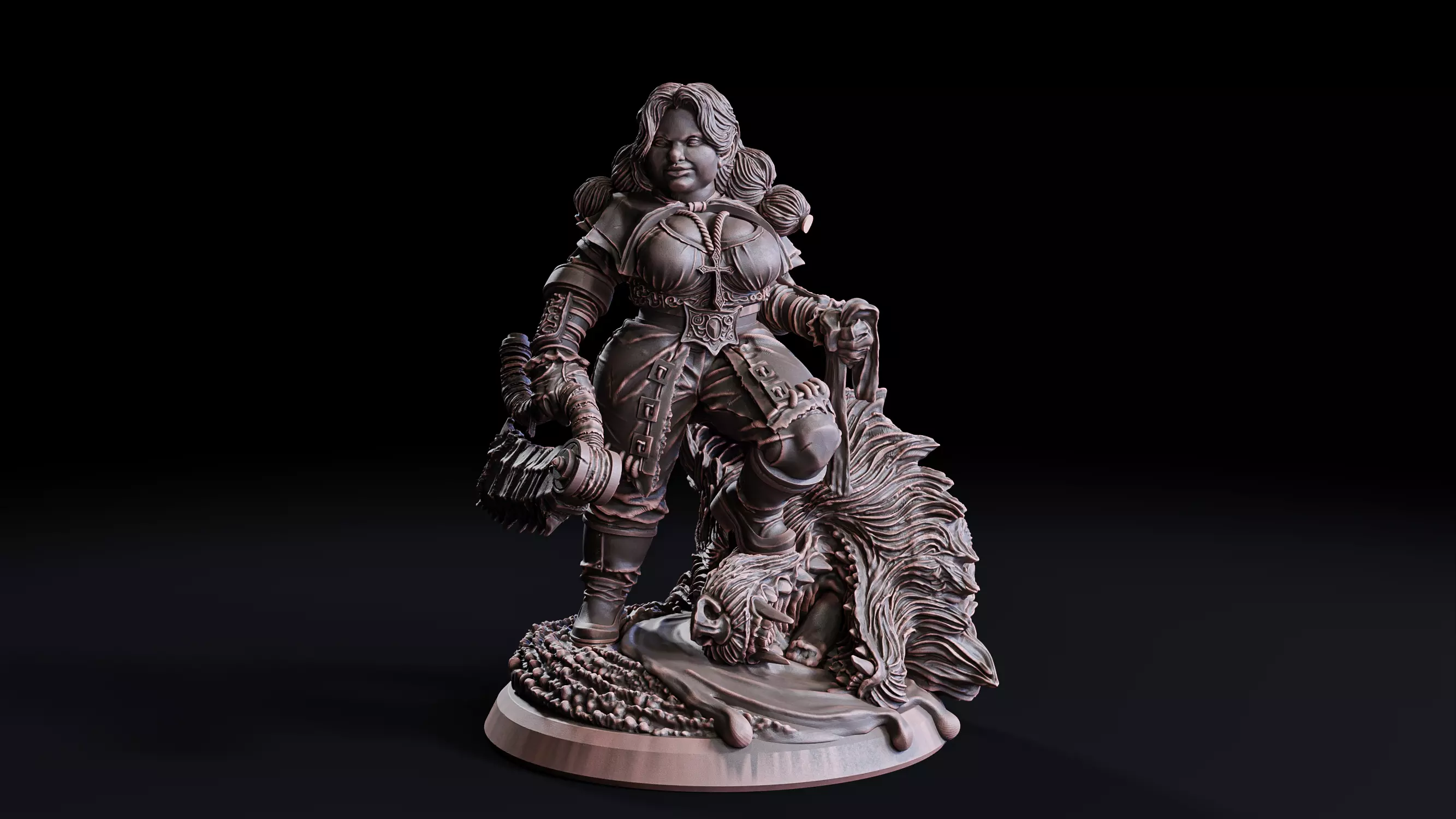 Dwarf Vampire Huntress miniature 3D print model
