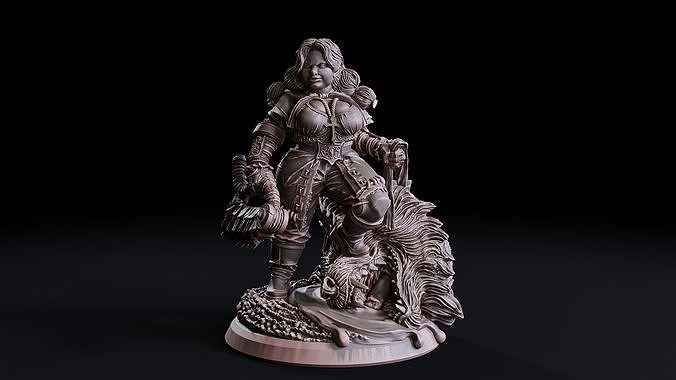 Dwarf Vampire Huntress miniature 3D print model