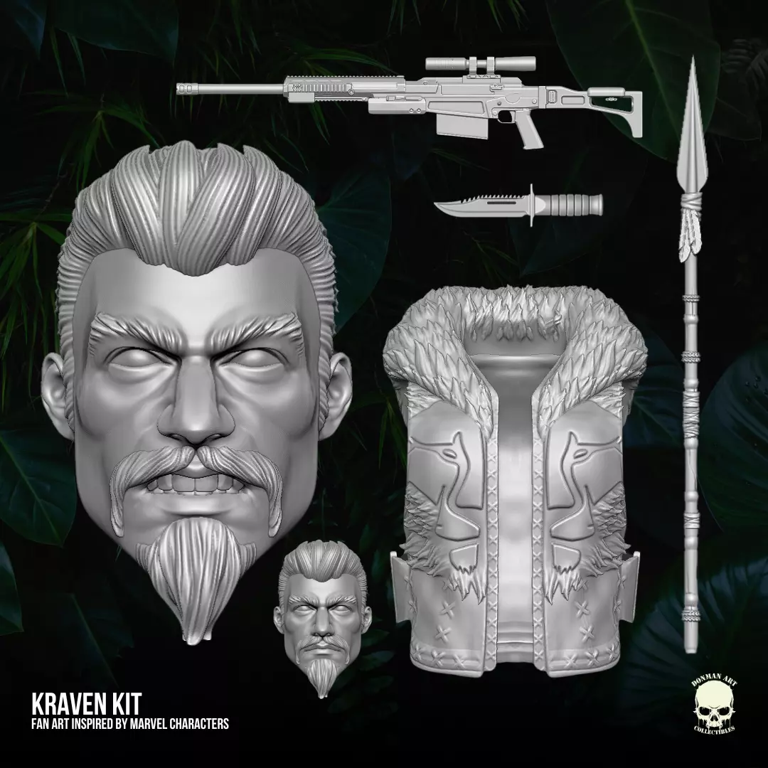 Kraven fan art Kit 3D printable File For Action Figures 3D print model_0