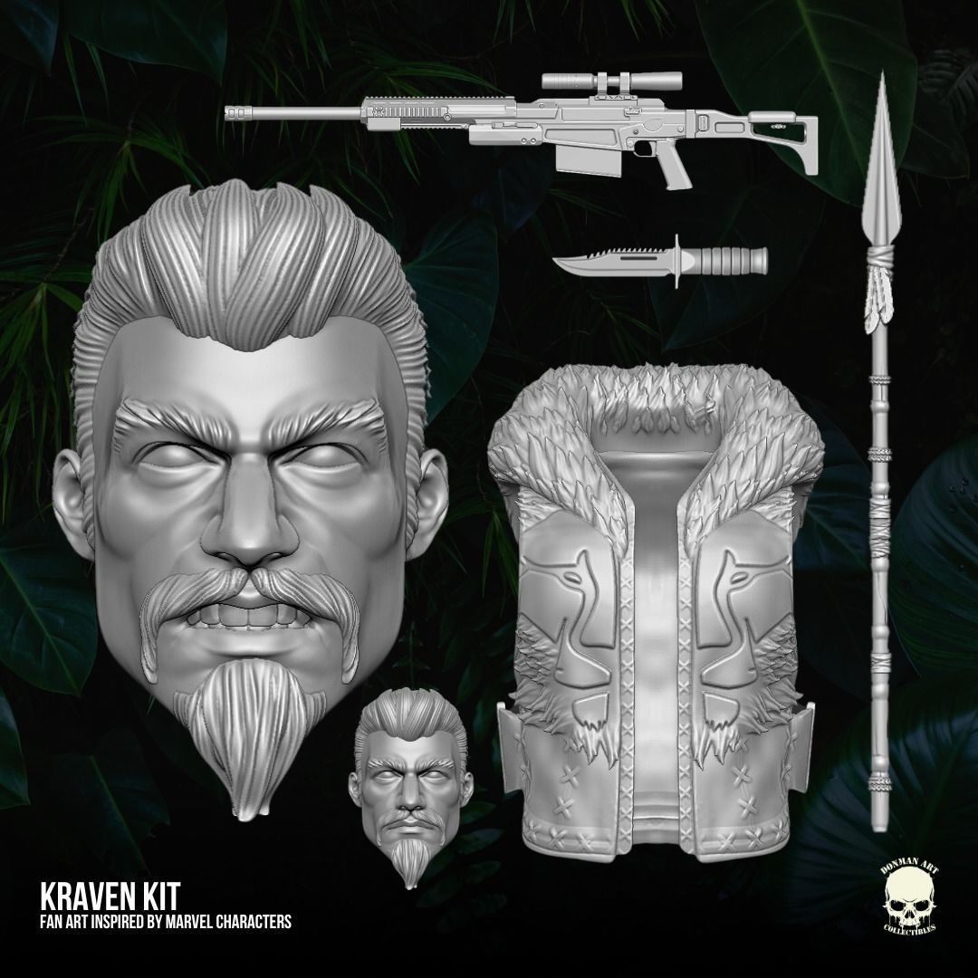 Kraven fan art Kit 3D printable File For Action Figures 3D print model_8
