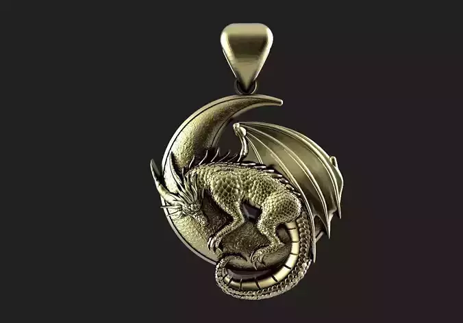 Dragon moon Pendant 3D print model