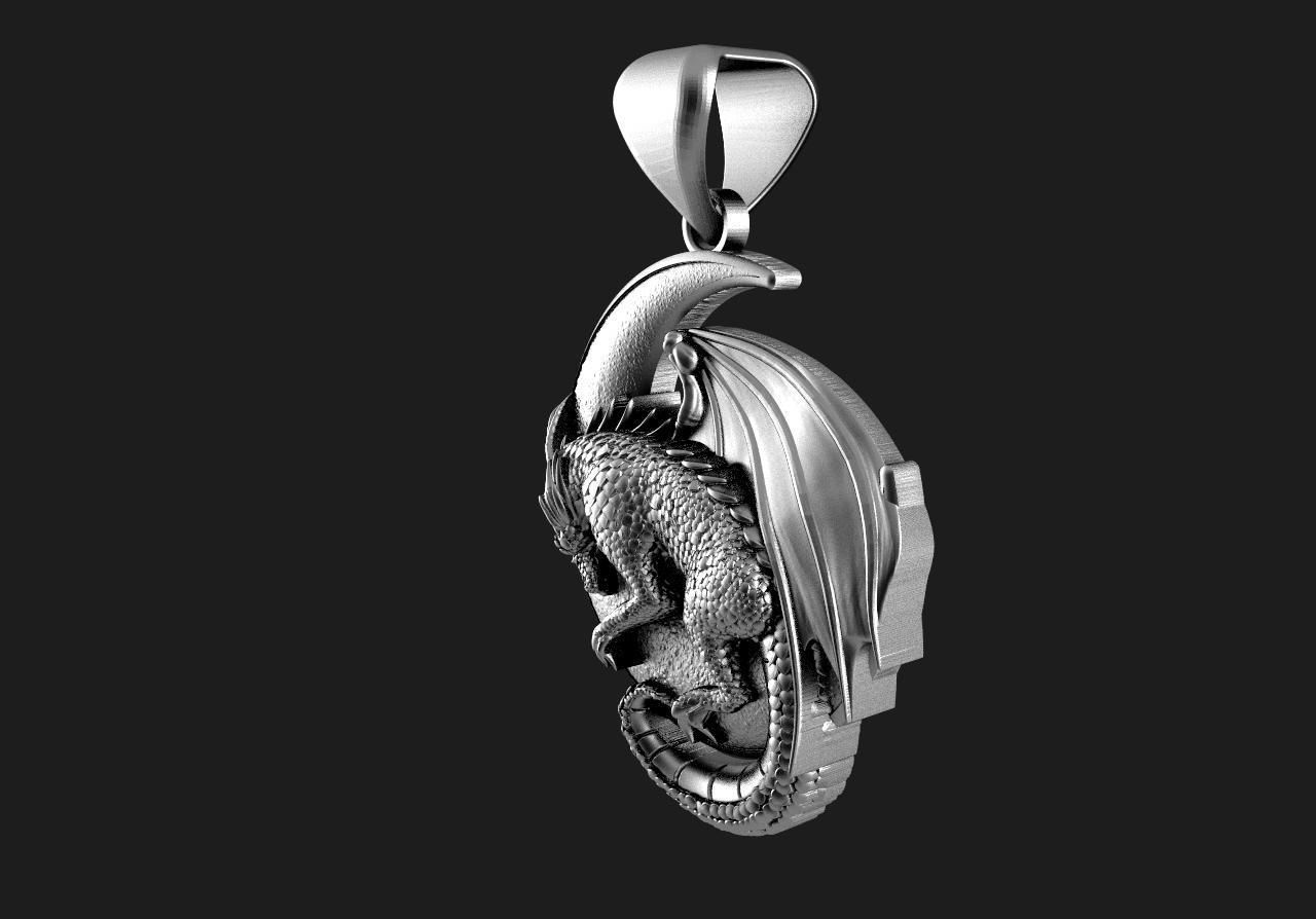 Dragon moon Pendant 3D print model_5
