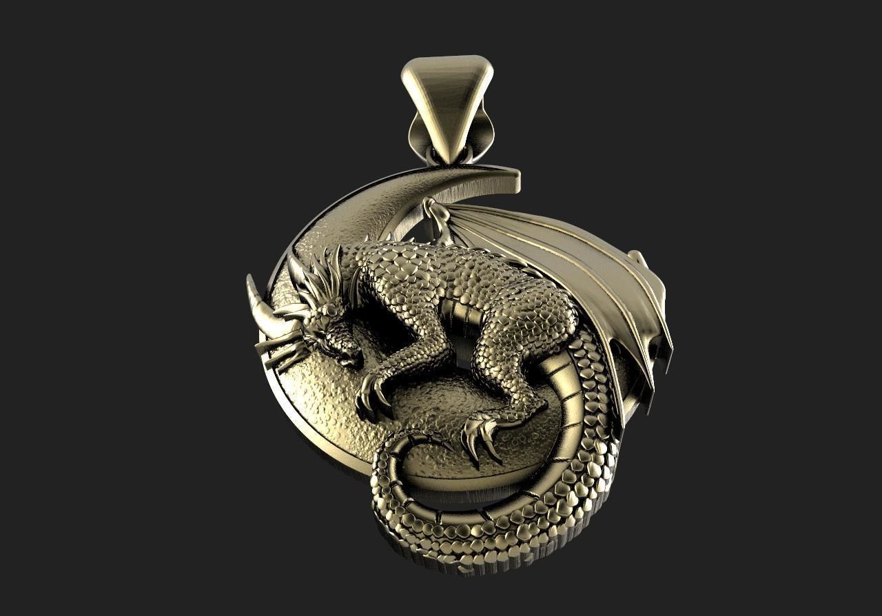 Dragon moon Pendant 3D print model_3
