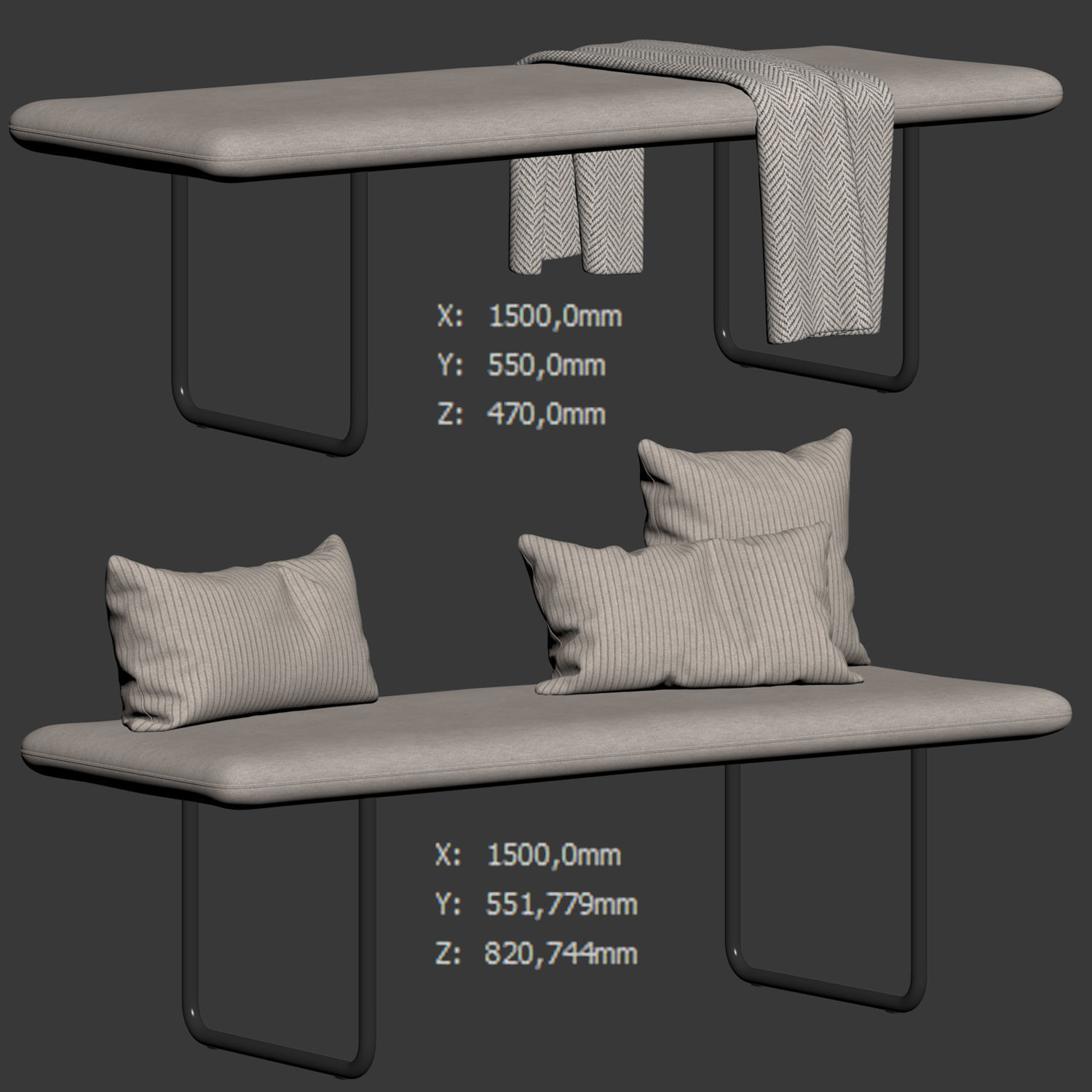 Blow Bench Without Backrest by More 3D model_6
