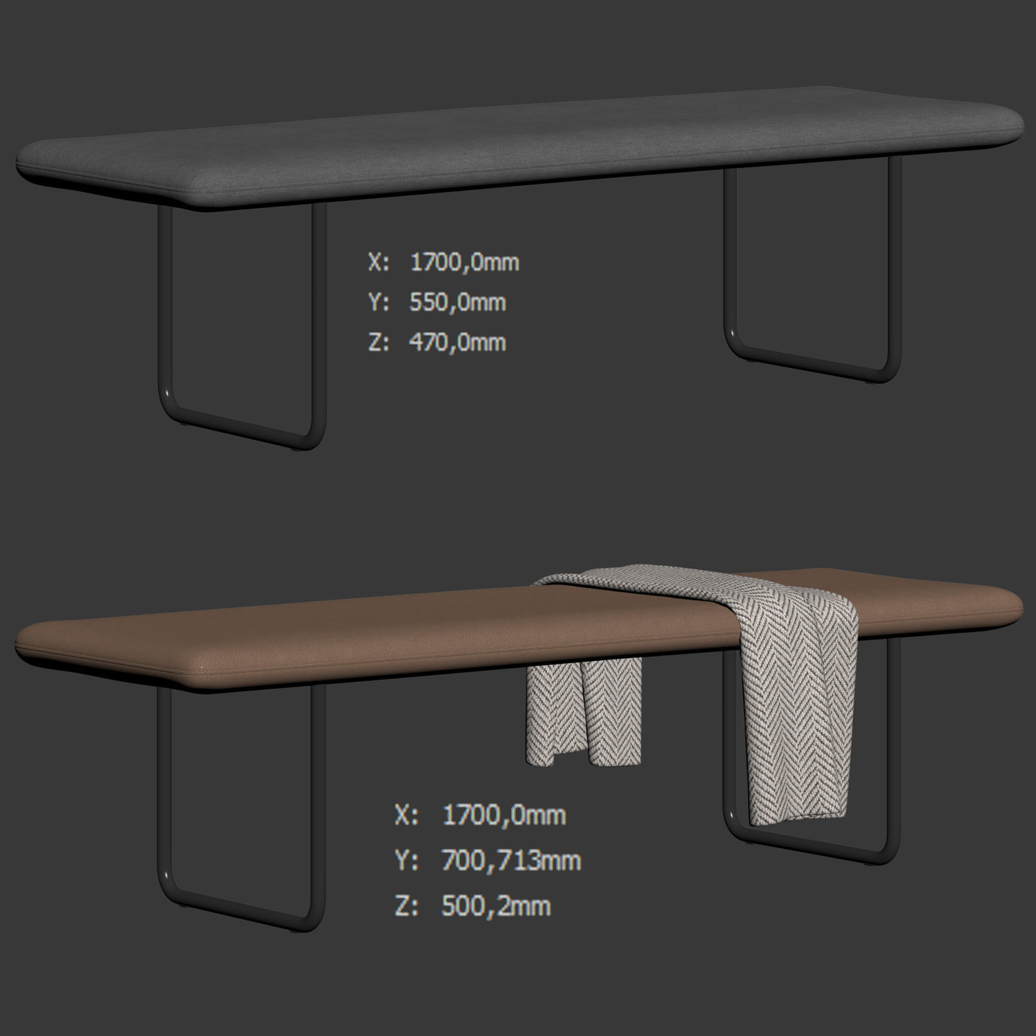 Blow Bench Without Backrest by More 3D model_7