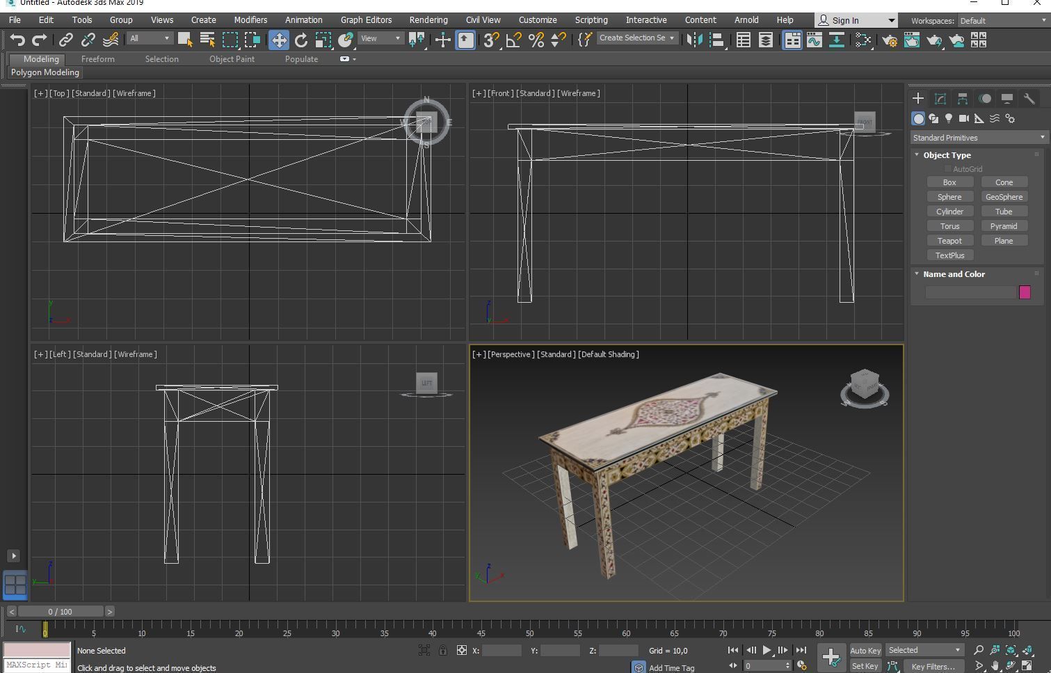 Table office artisanal 3D model_5