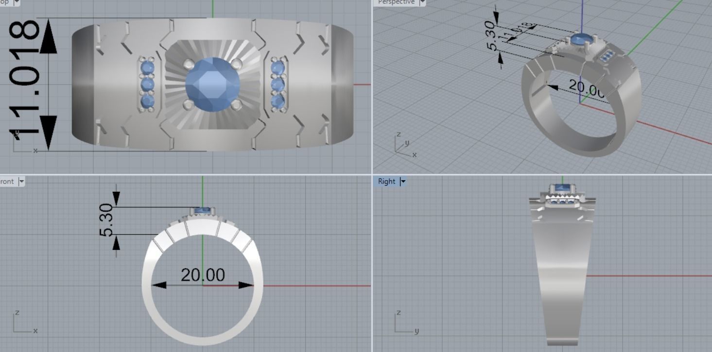 Diamond ring 3D print model_4