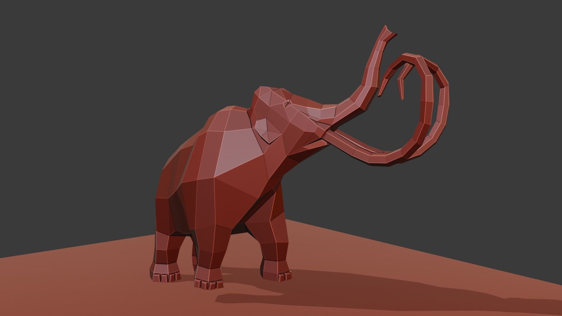 Mammoth polygonal figure Low-poly 3D model_24