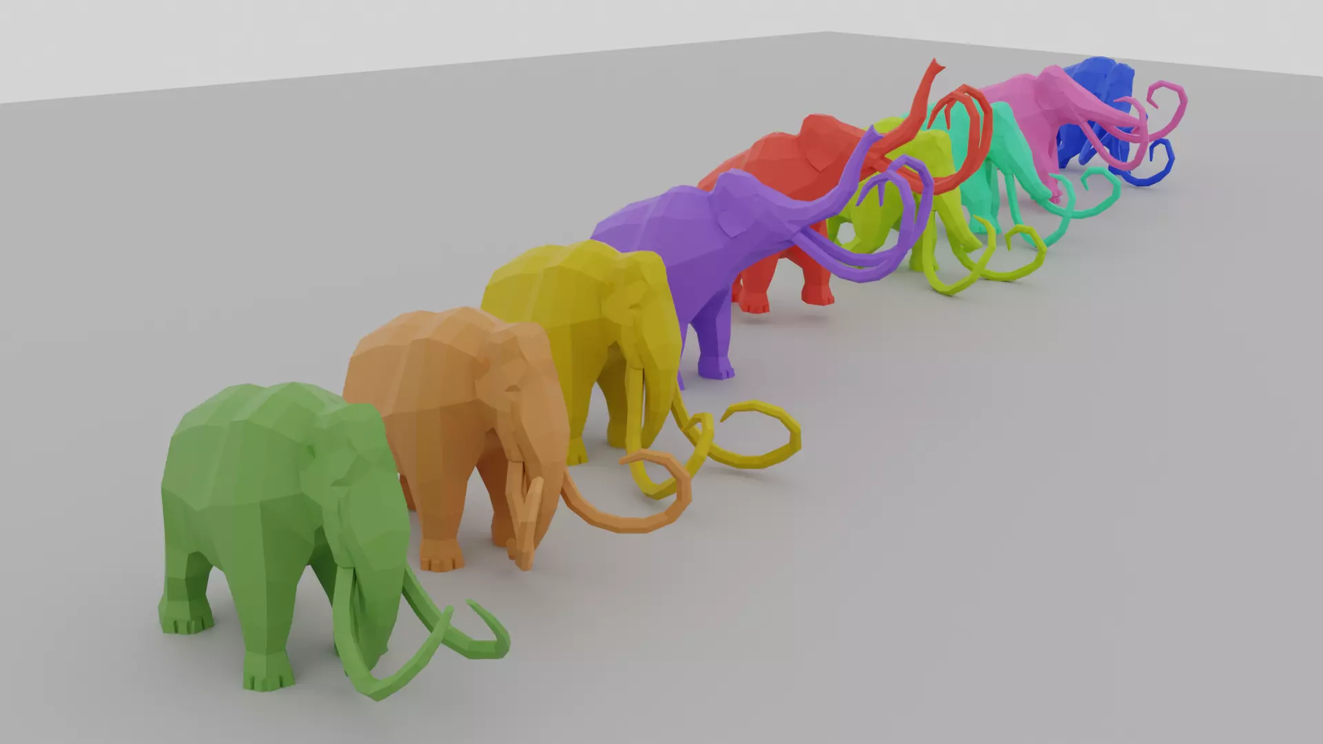 Mammoth polygonal figure Low-poly 3D model_0