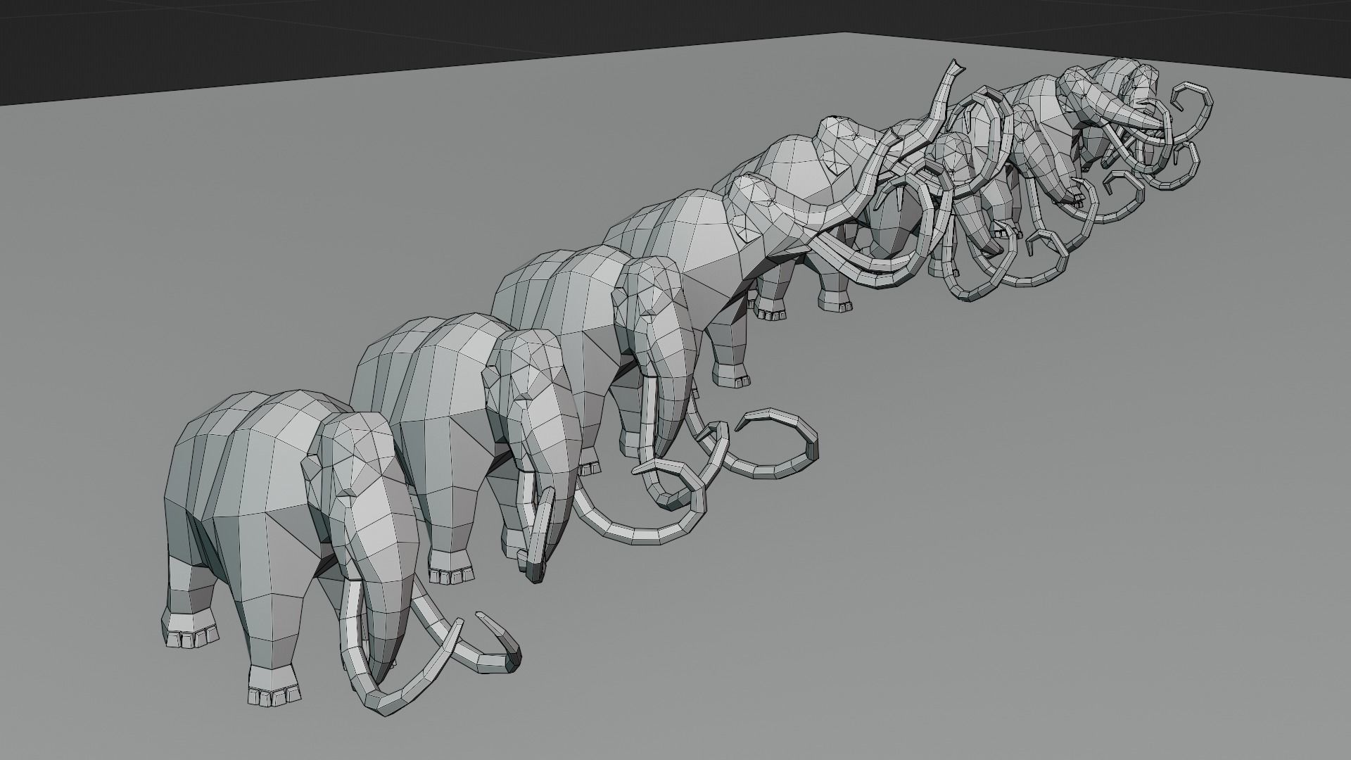 Mammoth polygonal figure Low-poly 3D model_2