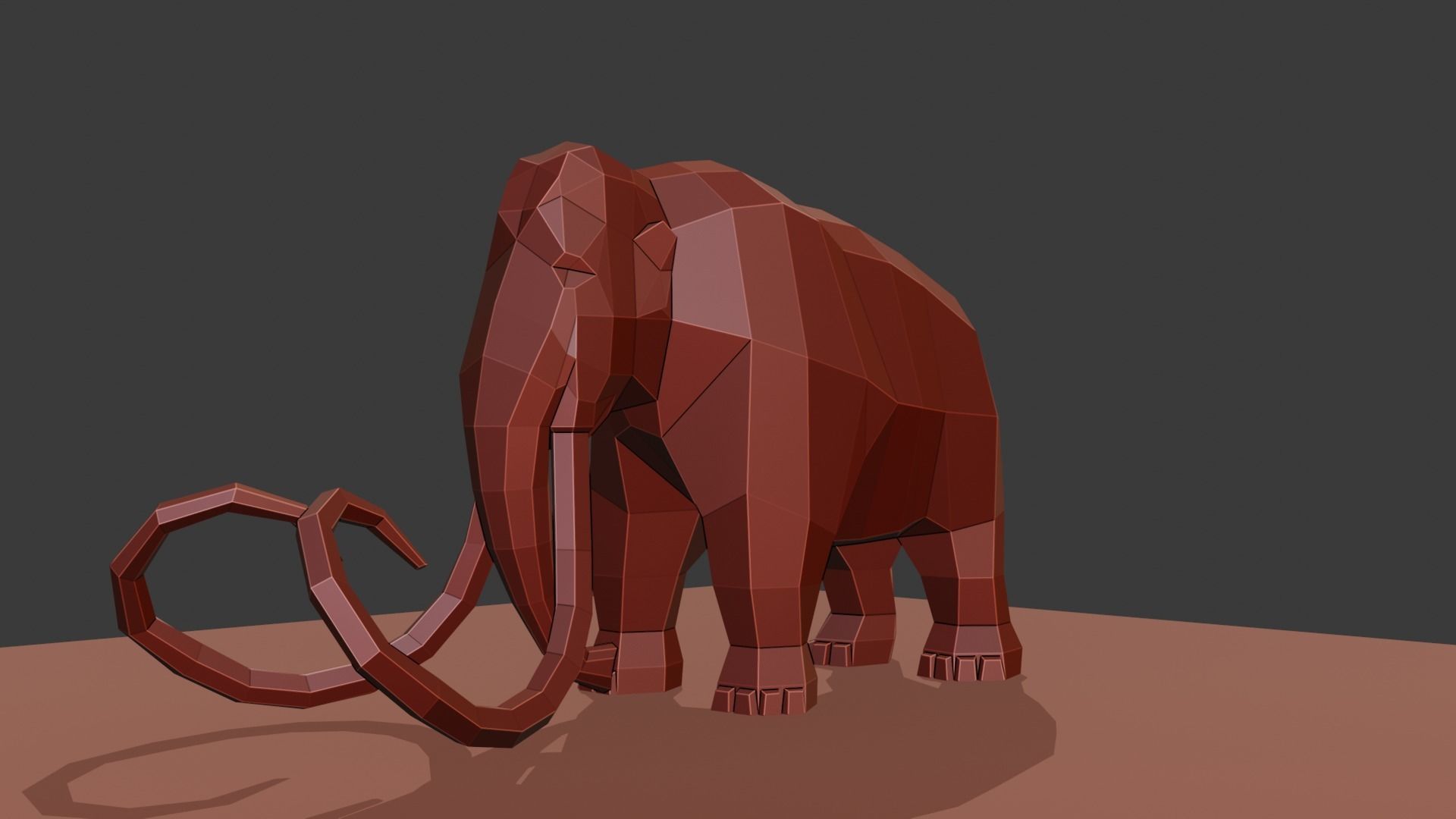 Mammoth polygonal figure Low-poly 3D model_19
