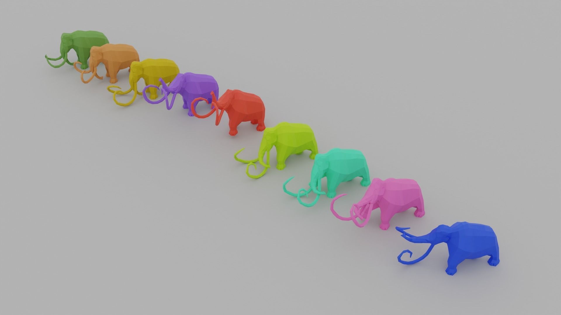 Mammoth polygonal figure Low-poly 3D model_4