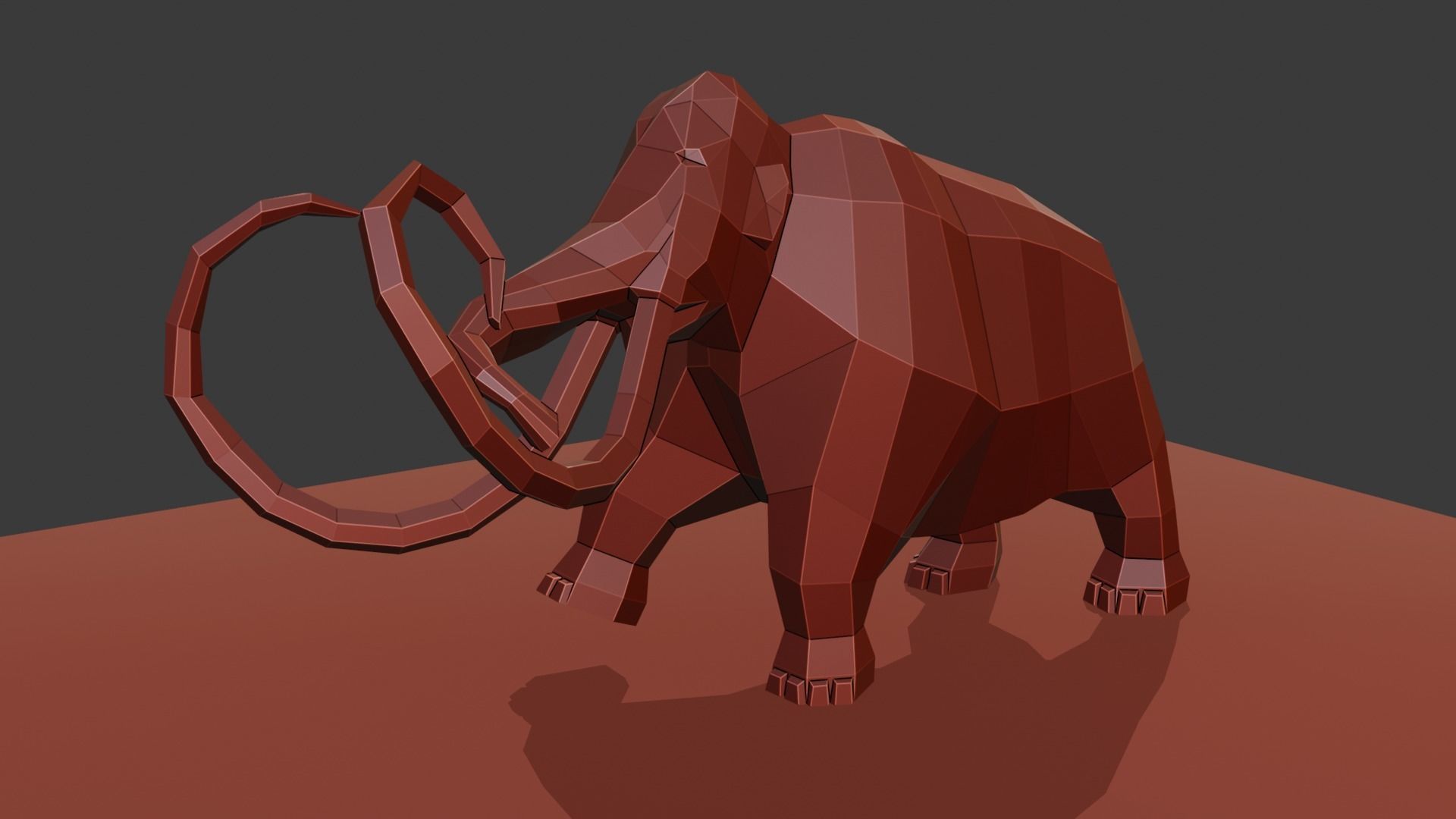 Mammoth polygonal figure Low-poly 3D model_32