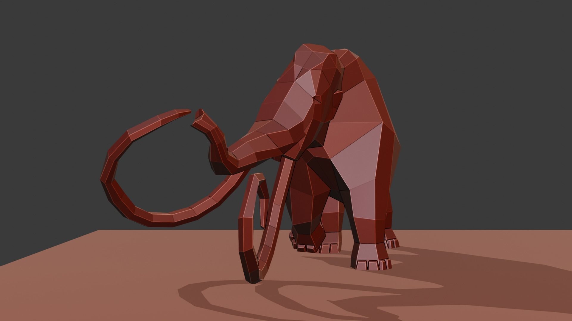 Mammoth polygonal figure Low-poly 3D model_34