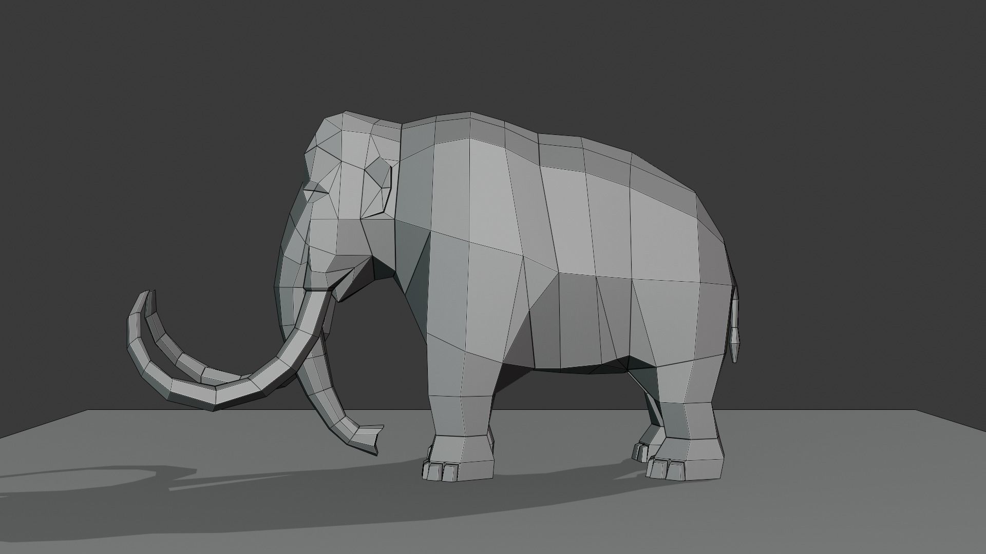 Mammoth polygonal figure Low-poly 3D model_12