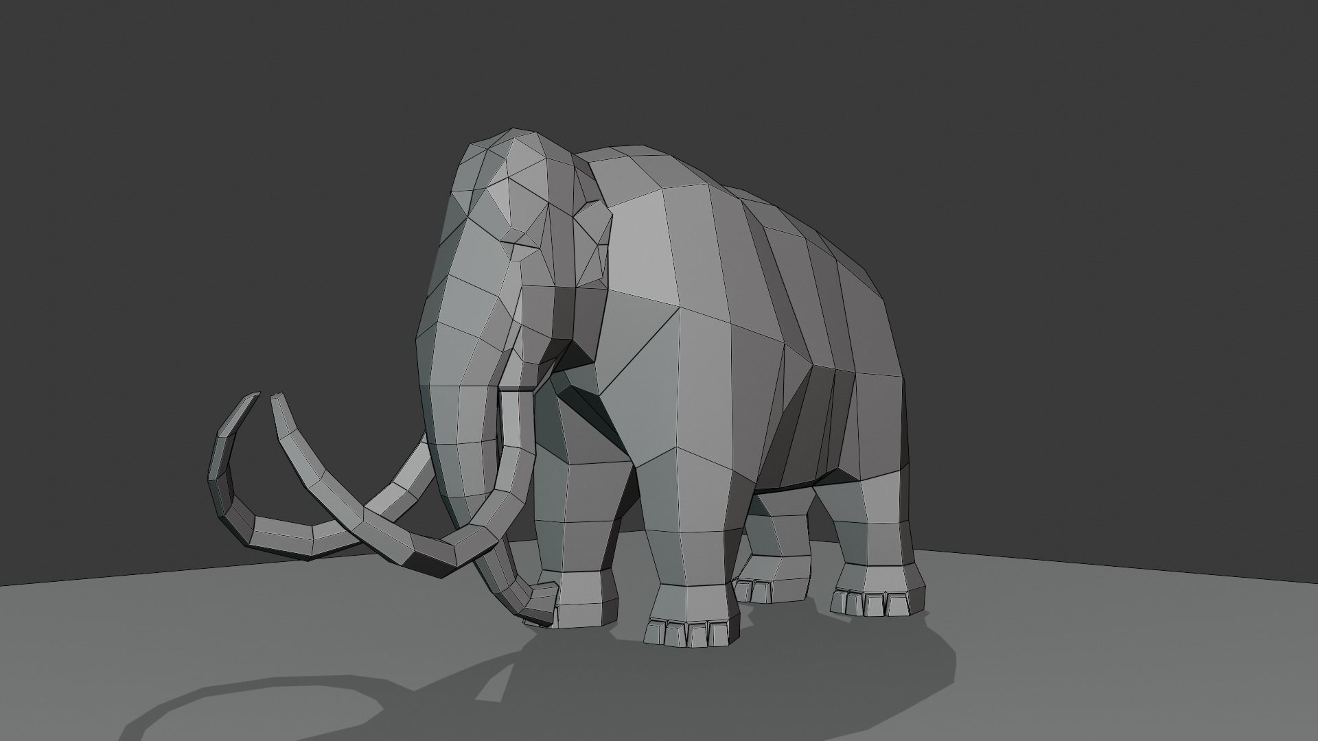 Mammoth polygonal figure Low-poly 3D model_8