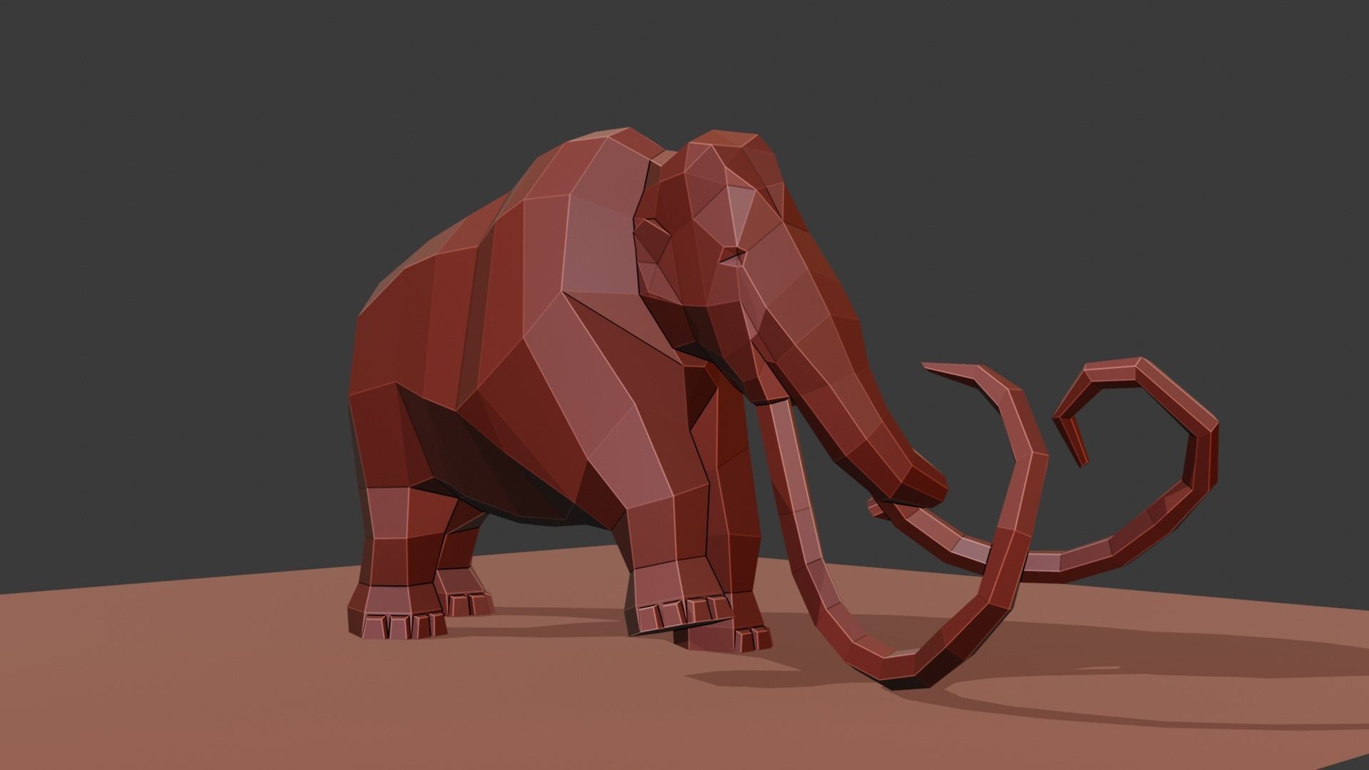 Mammoth polygonal figure Low-poly 3D model_29