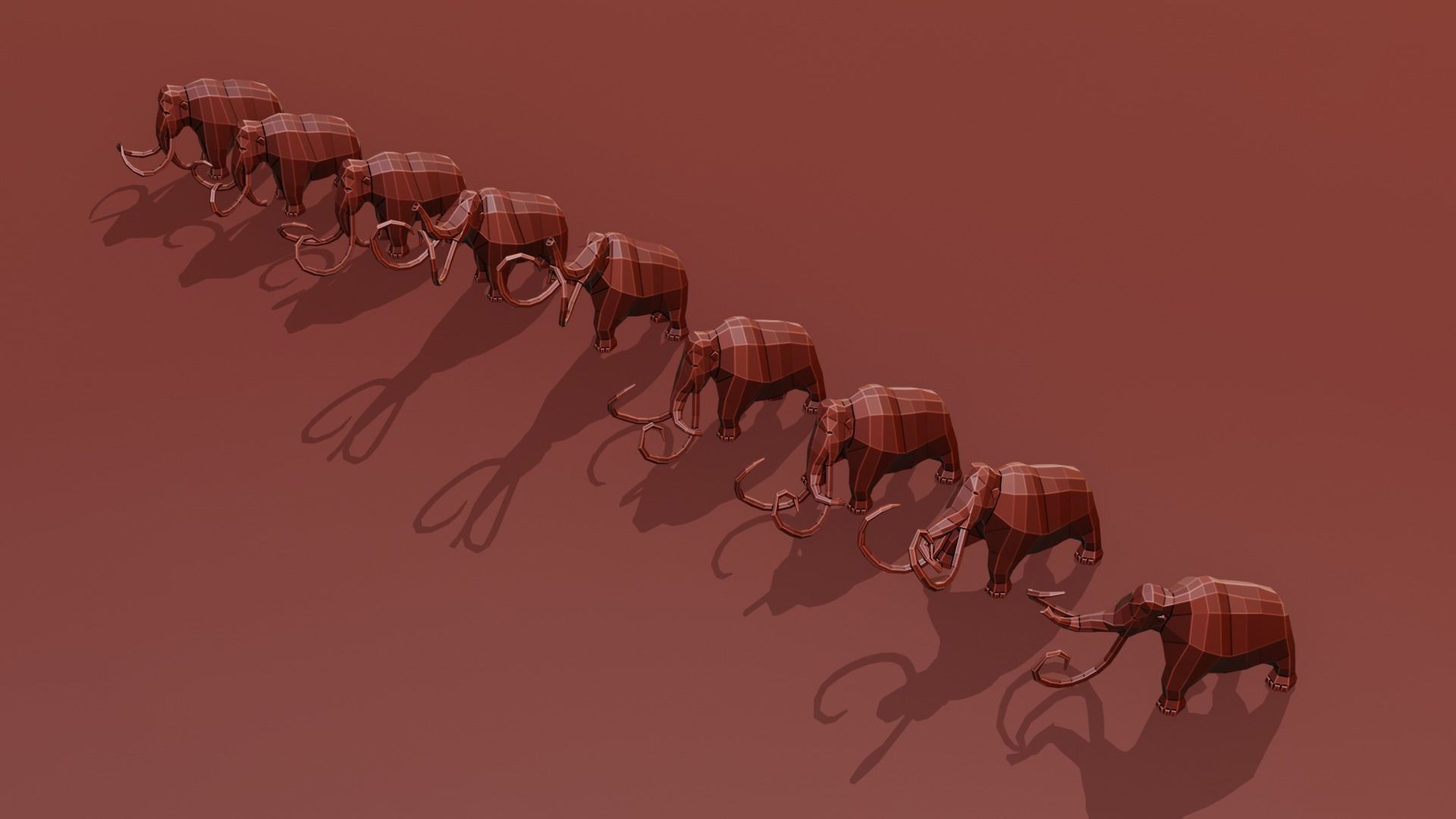 Mammoth polygonal figure Low-poly 3D model_3