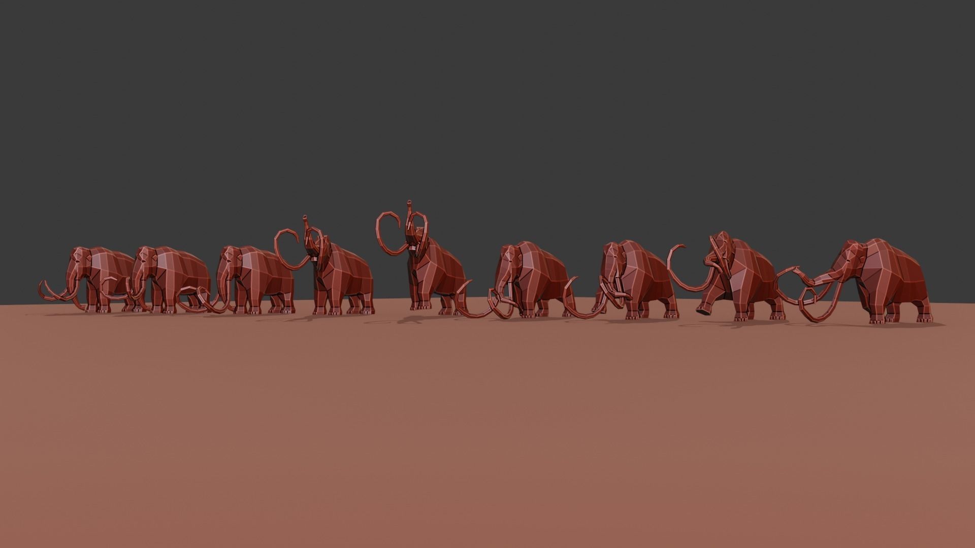 Mammoth polygonal figure Low-poly 3D model_5