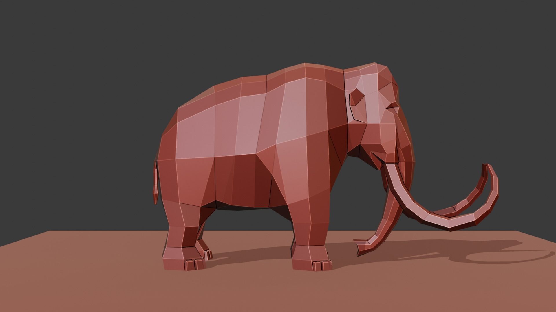 Mammoth polygonal figure Low-poly 3D model_14