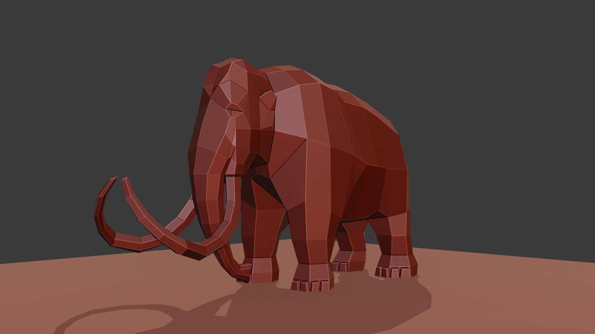 Mammoth polygonal figure Low-poly 3D model_7
