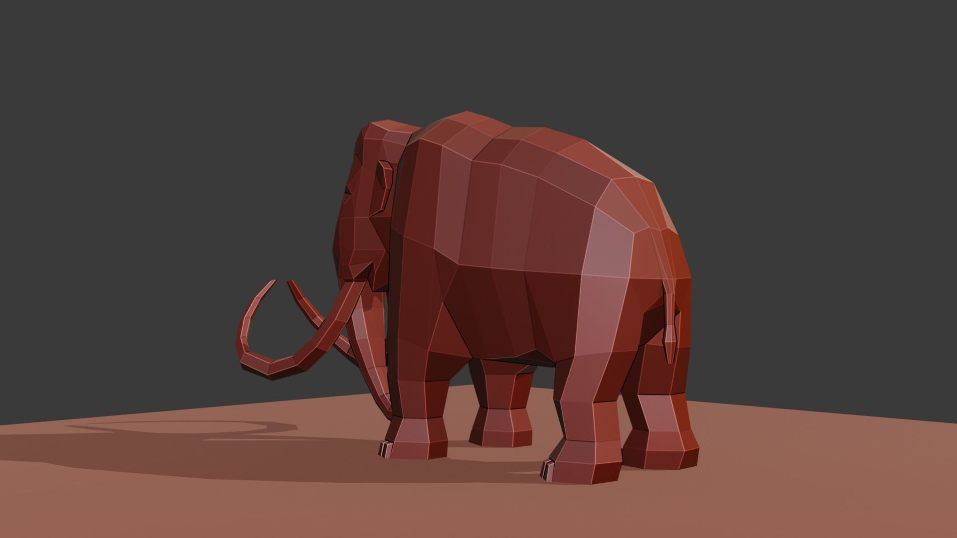Mammoth polygonal figure Low-poly 3D model_15