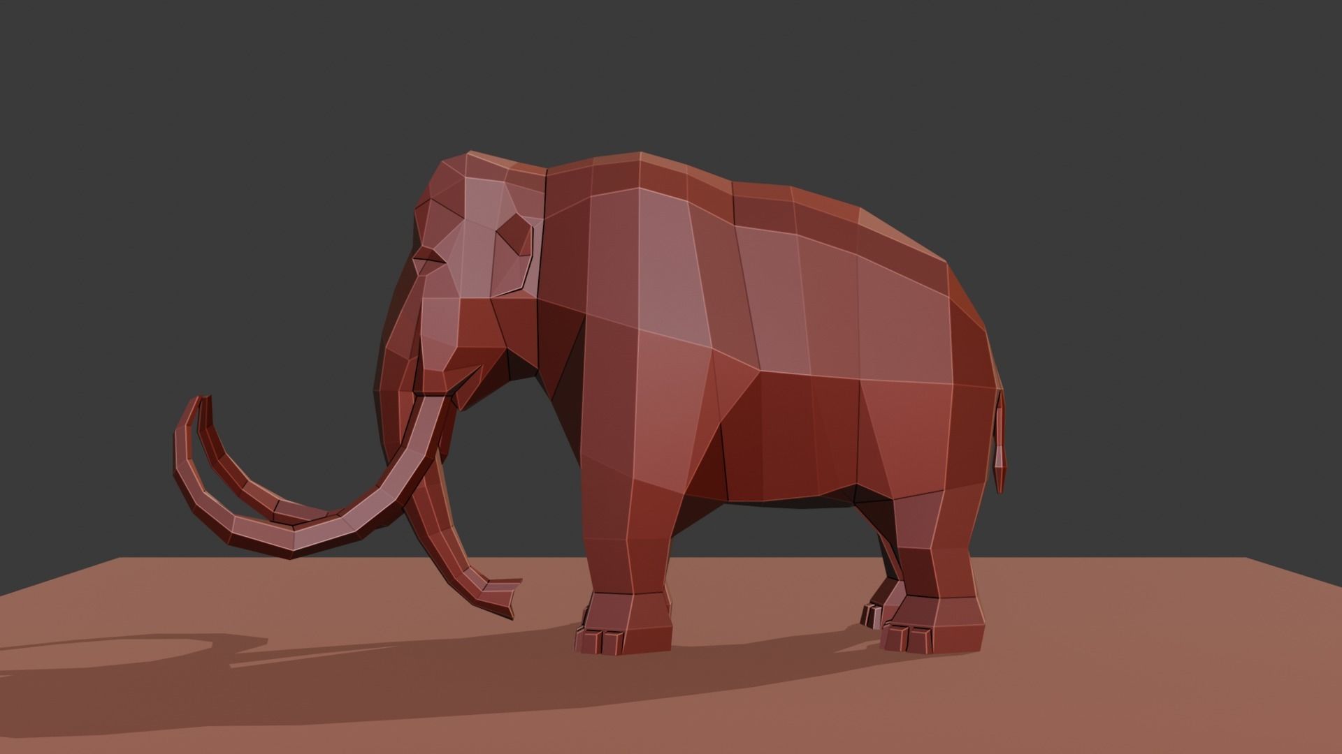 Mammoth polygonal figure Low-poly 3D model_11