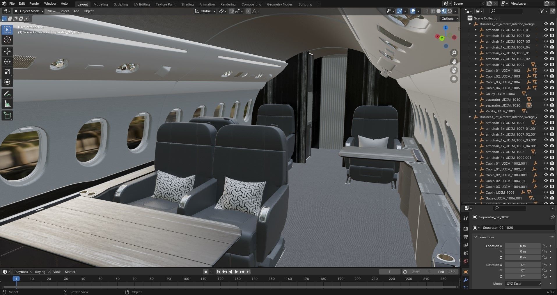 Buisiness jet interior Black 3D model_18