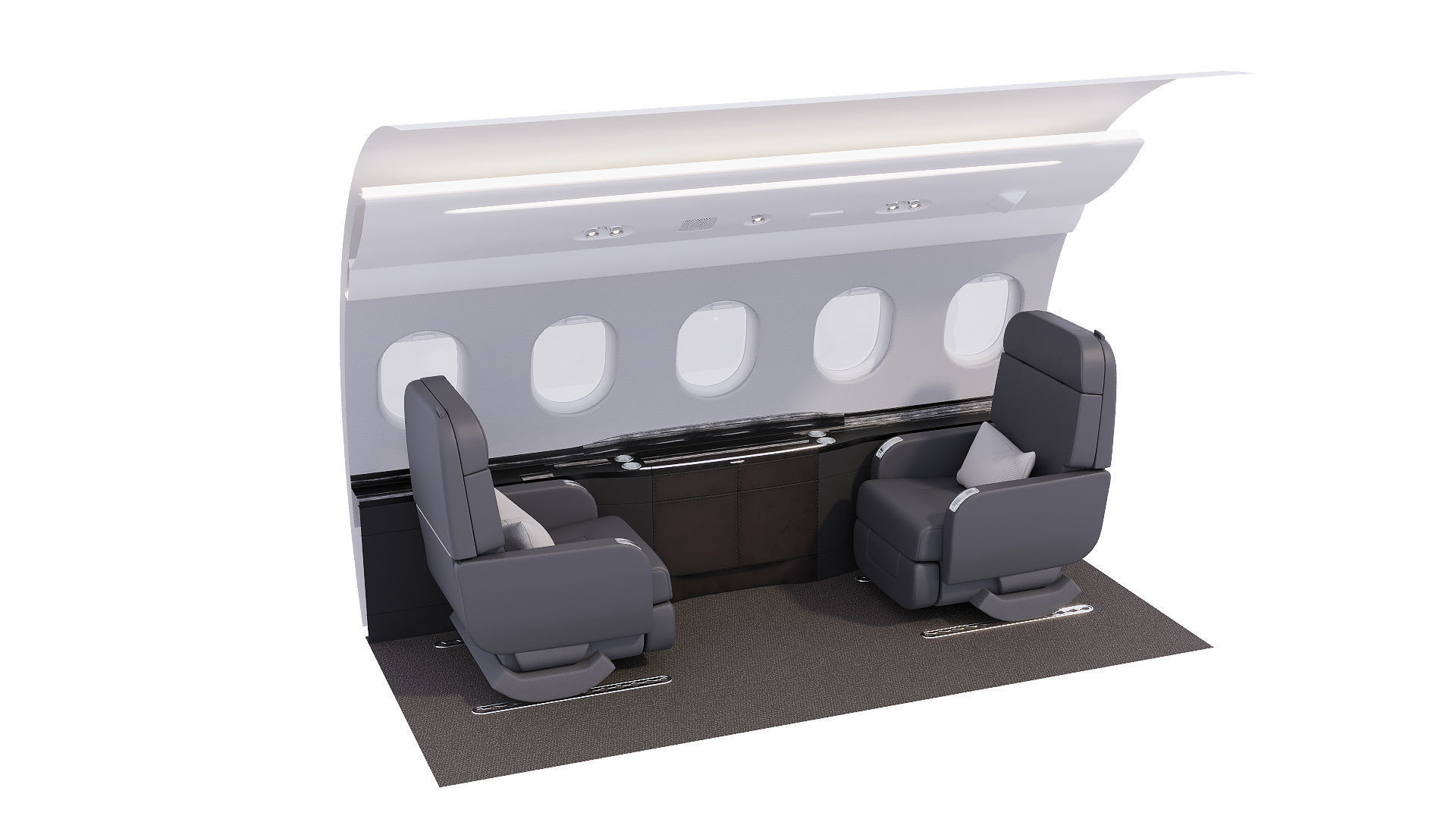 Buisiness jet interior Black 3D model_8