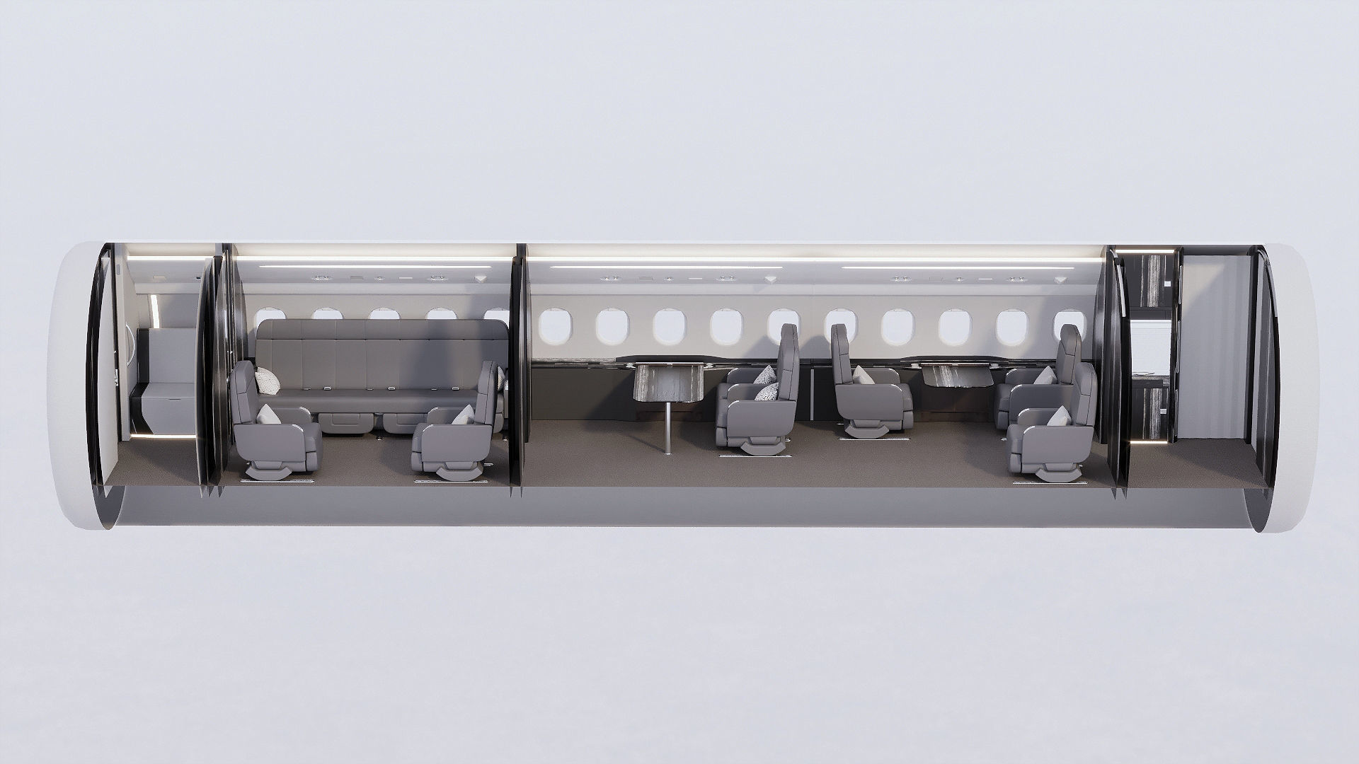 Buisiness jet interior Black 3D model_7