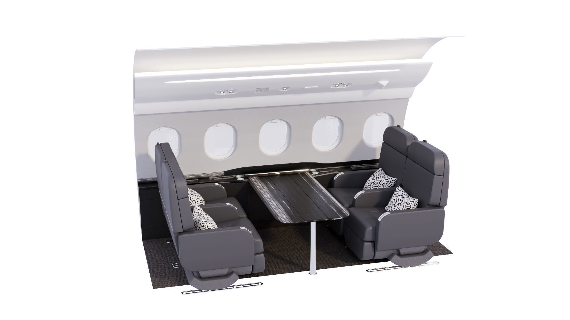 Buisiness jet interior Black 3D model_10