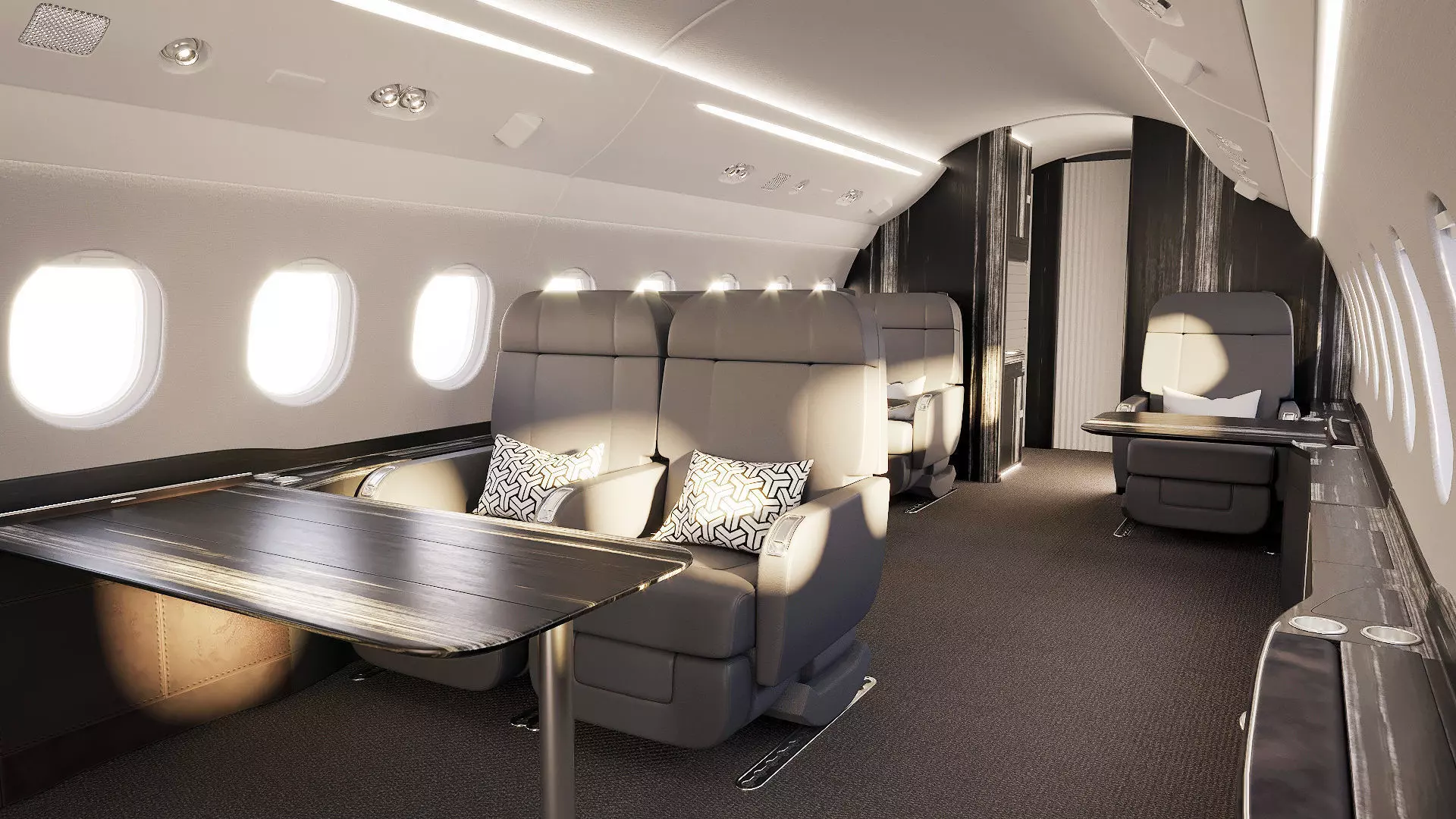 Buisiness jet interior Black 3D model_0
