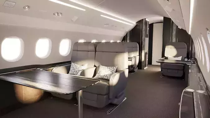 Buisiness jet interior Black 3D model